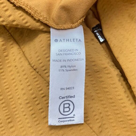 Athleta Textured Brooklyn Short In Tuscan Gold Mustard Yellow Activewear sz 16 - Picture 4 of 10